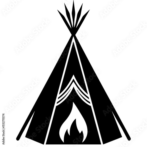 Native American tipi and fire