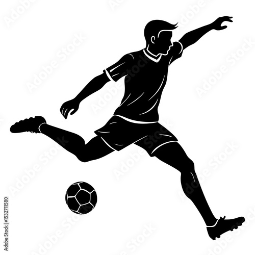 Soccer player shooting ball