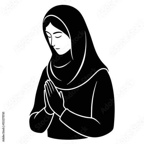 Woman in hijab praying