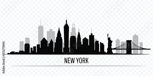 New York City Skyline Silhouette Vector Graphic