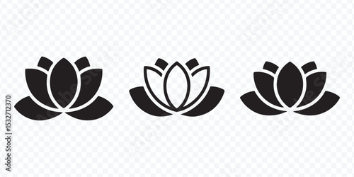 Minimalist Lotus Blossom Graphic Design Elements Vector