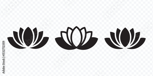 Lotus Flower Icon Collection Yoga Spa Symbol Vector