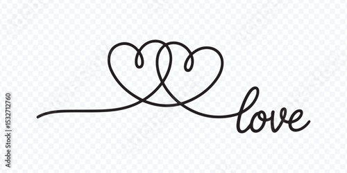 Continuous Line Love Hearts Vector