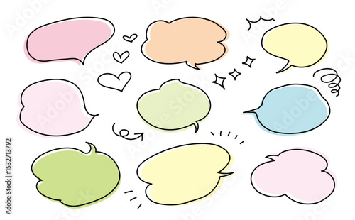かわいい手書き風カラフル吹き出しセット