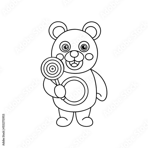 Printable Bear Blowing Candy Kisses Outline