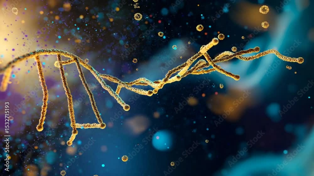 In a vibrant conceptual artwork, lipid nanoparticles burst open to reveal mRNA strands, unleashing Y-shaped antibodies that shimmer with a golden hue, targeting and disintegrating
