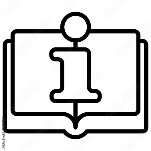 Info Guide Outline Style Icon - Open book with info symbol represents guidance and structured training information for trainees