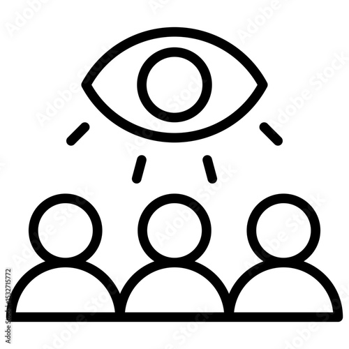 Observation Training Outline Style Icon - Group under an eye symbol, representing trainee observation or shadowing sessions