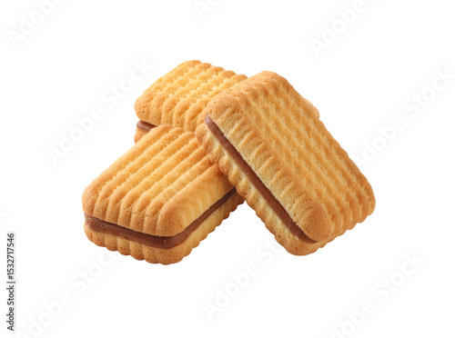 Delicious chocolate filled cream biscuits sweet treat snack, Isolated On Transparent Background