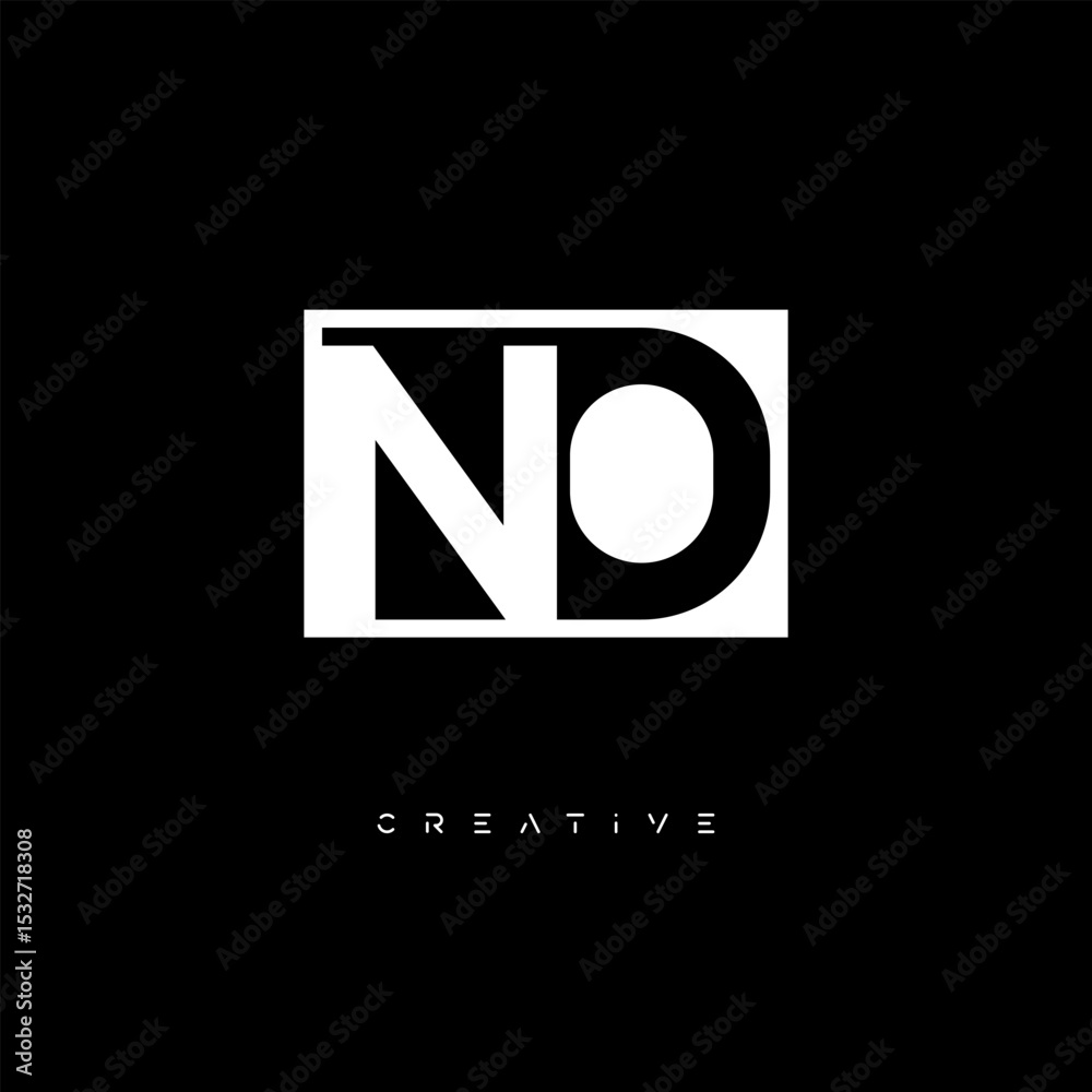 Fototapeta premium NO Negative Space Logo – Minimalist Black & White Monogram for Creative Branding, Fashion, Identity & Modern Logo Design 