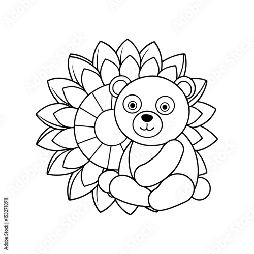 Printable Bear Cuddling Tulip Toy Outline