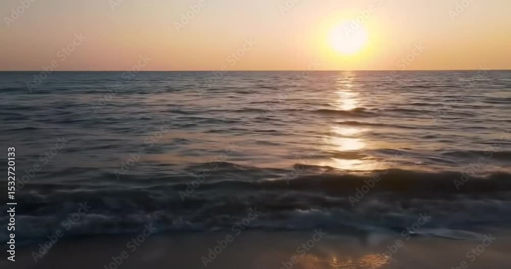 Serene Sunset over Ocean Waves A Breathtaking Coastal Scene Serene Sunset over Ocean Waves A Breathtaking Coastal Scene