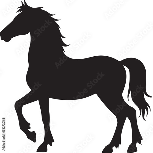 "Black Horse Silhouette Vector Illustration – Wild Animal Graphic Isolated on White Background"