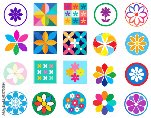 mixed flowers design logo icon 2