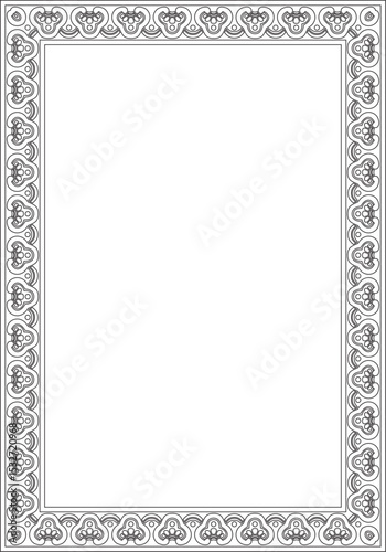 Vector black contour Chinese rectangle, frame. Square ornaments of oriental peoples, korea, taiwan, china, hong kong, indonesia
