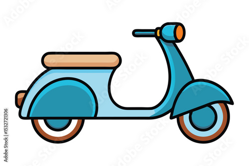 Vintage Scooter Illustration Retro Design, Classic Ride, Two-Wheeled Freedom