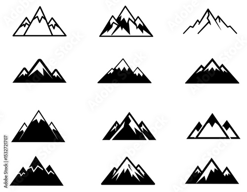 mountain peaks mountains ranges logo design icon