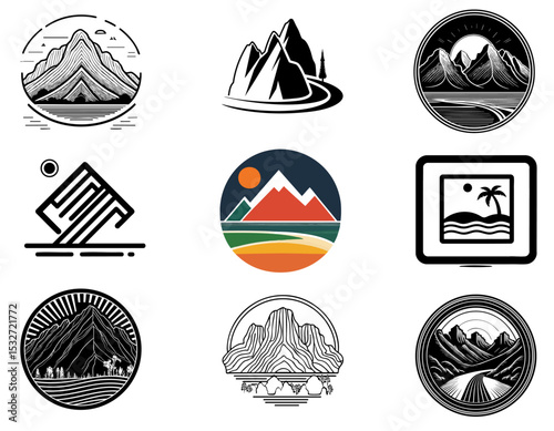 national park outdoor adventure logo design icons