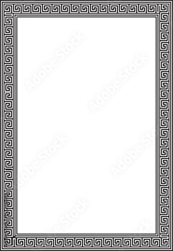 Vector black monochrome classic Greek square ornament. Rectangle of Ancient Greece and Roman Empire. Byzantine painting of walls, floors and ceilings. Decoration of European palaces.
