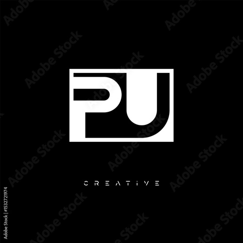 PU Negative Space Logo – Minimalist Black & White Monogram for Creative Branding, Fashion, Identity & Modern Logo Design	