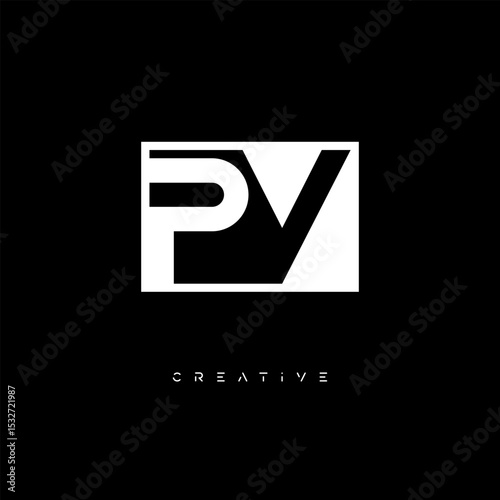 PV Negative Space Logo – Minimalist Black & White Monogram for Creative Branding, Fashion, Identity & Modern Logo Design	