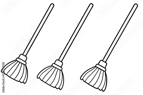 Cleaning Supplies Three Broom Illustrations for Cleaning Services