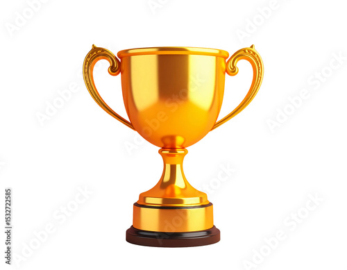 Golden trophy cup award winner success isolated on a white background