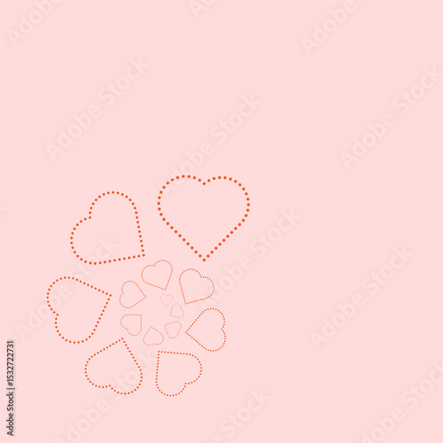 valentine background Delicate pink background and pink hearts cut out of paper. Greeting card. Flat lay, top view, space, love day