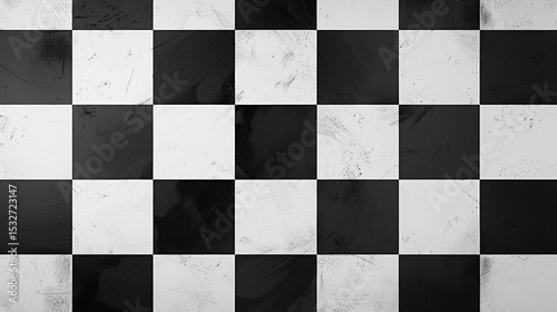 Modern minimal black and white checkered plaid with clean geometric design.