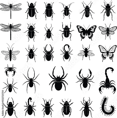 Black and White Animal Silhouettes Poster in Grid Layout