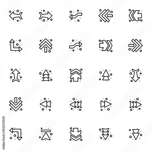 Modern Line Art Arrows and Infographic Elements Set
