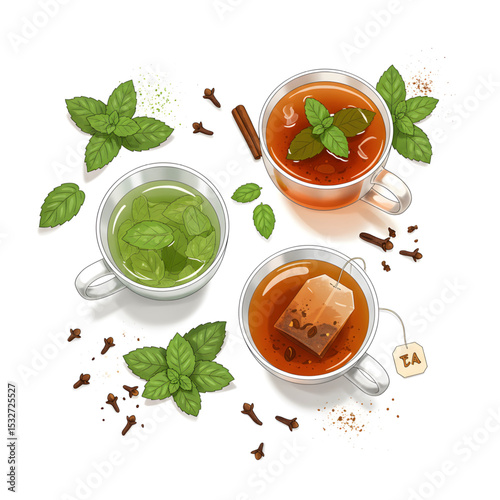 Refreshing Herbal Tea Mint, Spice, and Tea Bag Varieties