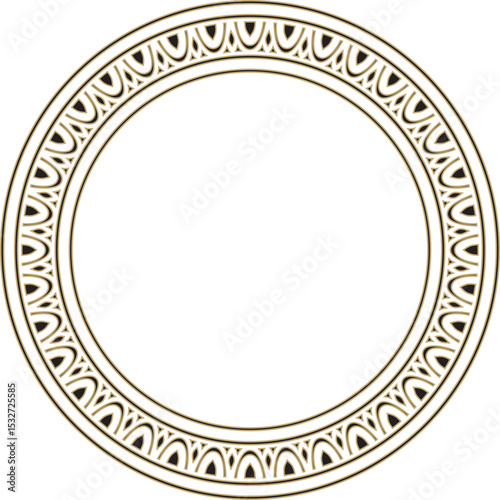 Classic Greek black and gold round ornament. Vector pattern, circle of ancient Hellenes. European border - ring.
