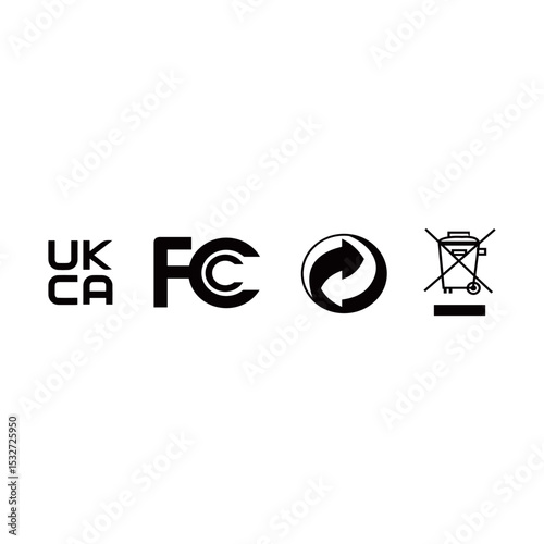UKCA FCC RECYCLING WEE ICON VECTOR