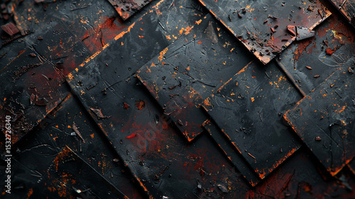 Moody black grunge background with distressed metal scratches.