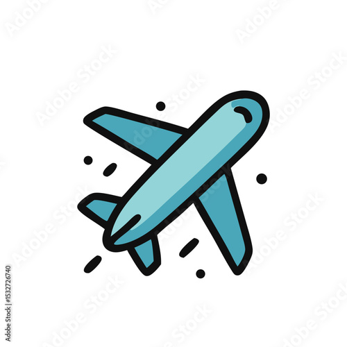 A light blue airplane in flight, symbolizing air travel, overseas trips, and international tourism.