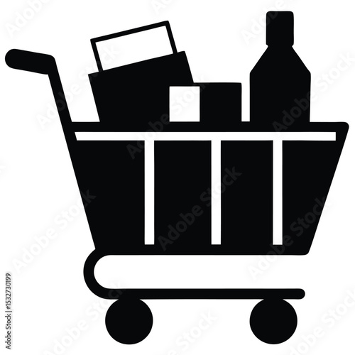 Shopping Cart Icon A Simple Vector Illustration of a Grocery Cart