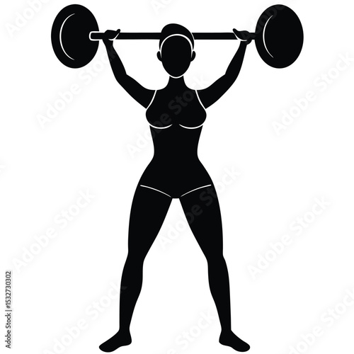 Strong Woman Weightlifting Silhouette Illustration of Fitness and Strength Training