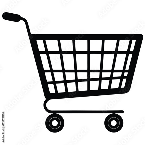 Shopping Cart Icon Simple Black and White Vector Illustration