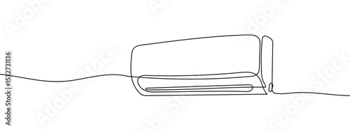 continuous line air conditioner Vector lines, cut background, editable strokes.