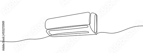 continuous line air conditioner Vector lines, cut background, editable strokes.