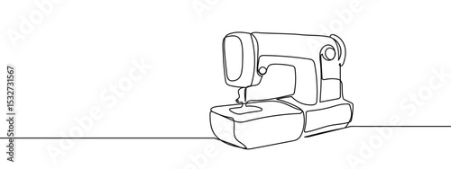 continuous line sewing machine Vector lines, cut background, editable strokes.