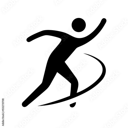An iconic graphic depicting a person in motion, celebrating movement, and a dynamic feeling