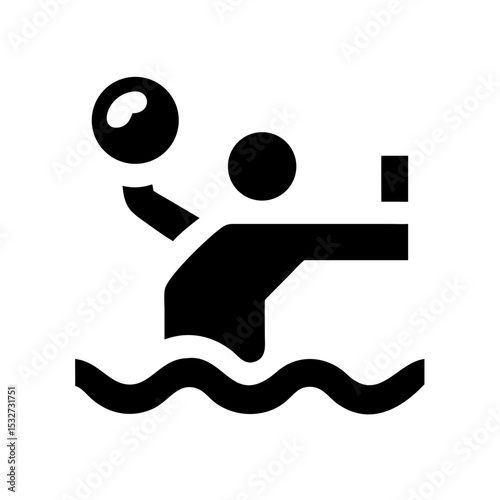 Silhouette icon depicting a water polo player with ball ready to throw