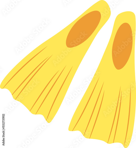  pair of yellow swim fins illustration