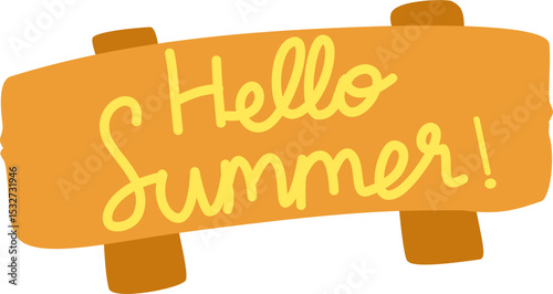  hello summer sign illustration