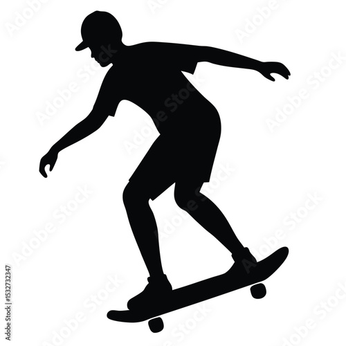 Dynamic Silhouette of a Skateboarder in Motion Action Sports Graphic