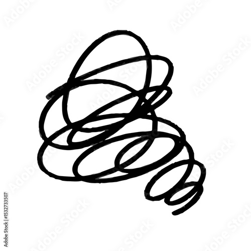 Image of worry and frustration. Iconic illustration of mulling and stressed emotions. Spiral drawn with hand-drawn lines.