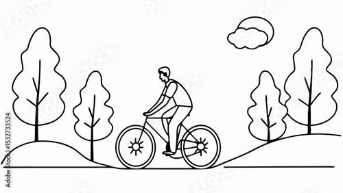 Bike riding in nature scenic landscape vector illustration for outdoor activity and healthy lifestyle 100