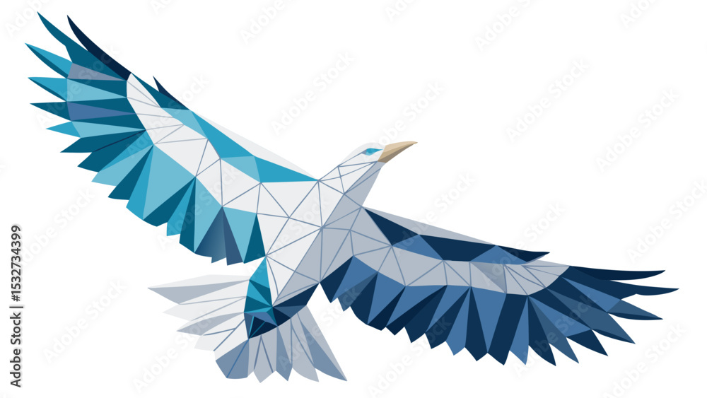 Obraz premium Low poly geometric flying bird illustration, transparent background